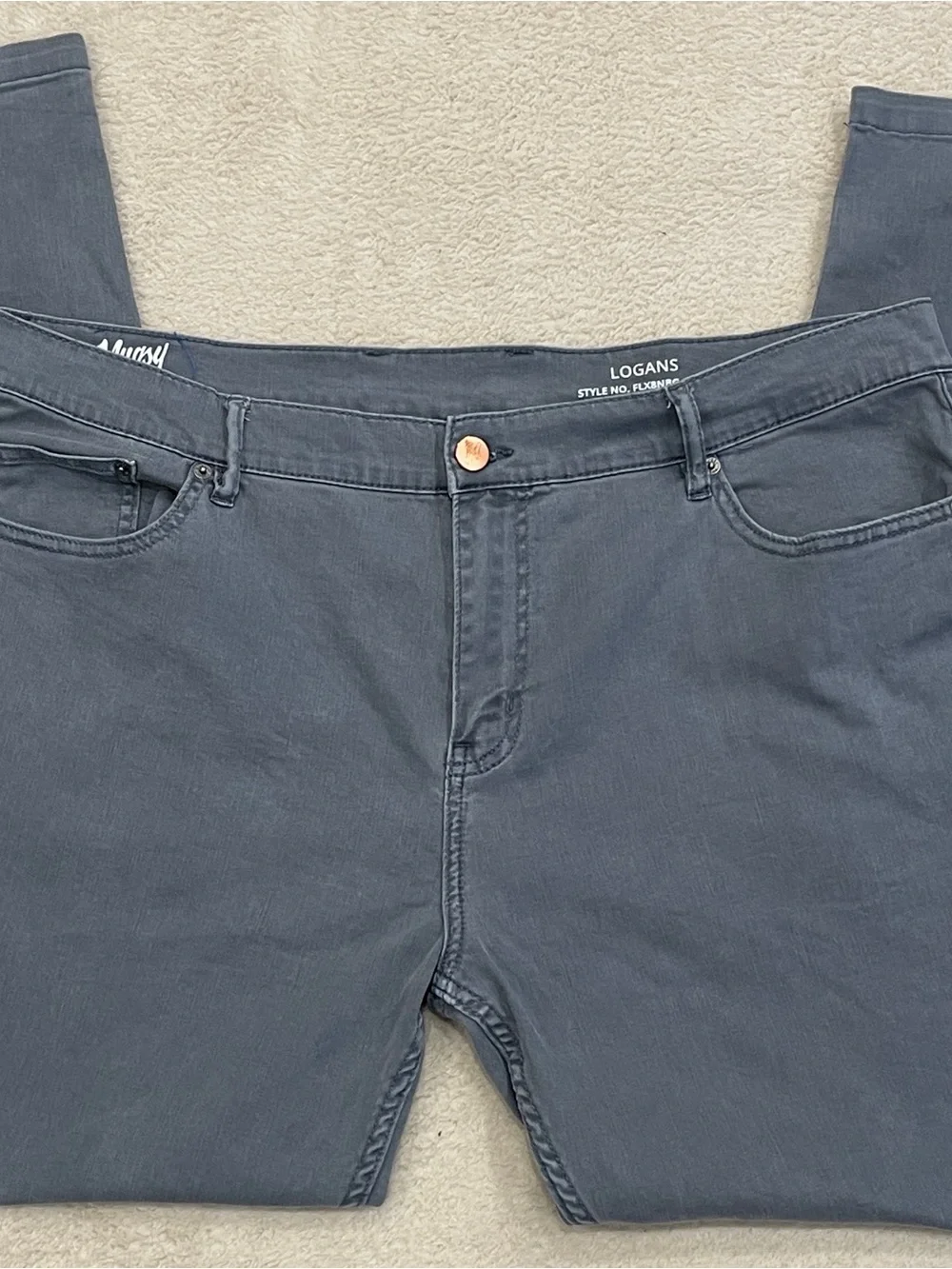 Mugsy Jeans Logans Mens 42x32 Gray Stretch Denim Slim Straight Pants FLX8NBG